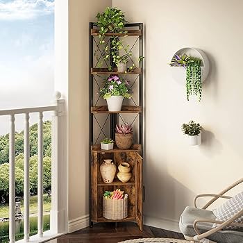 Rolanstar Corner Shelf with Storage, 6-Tier Corner Cabinet