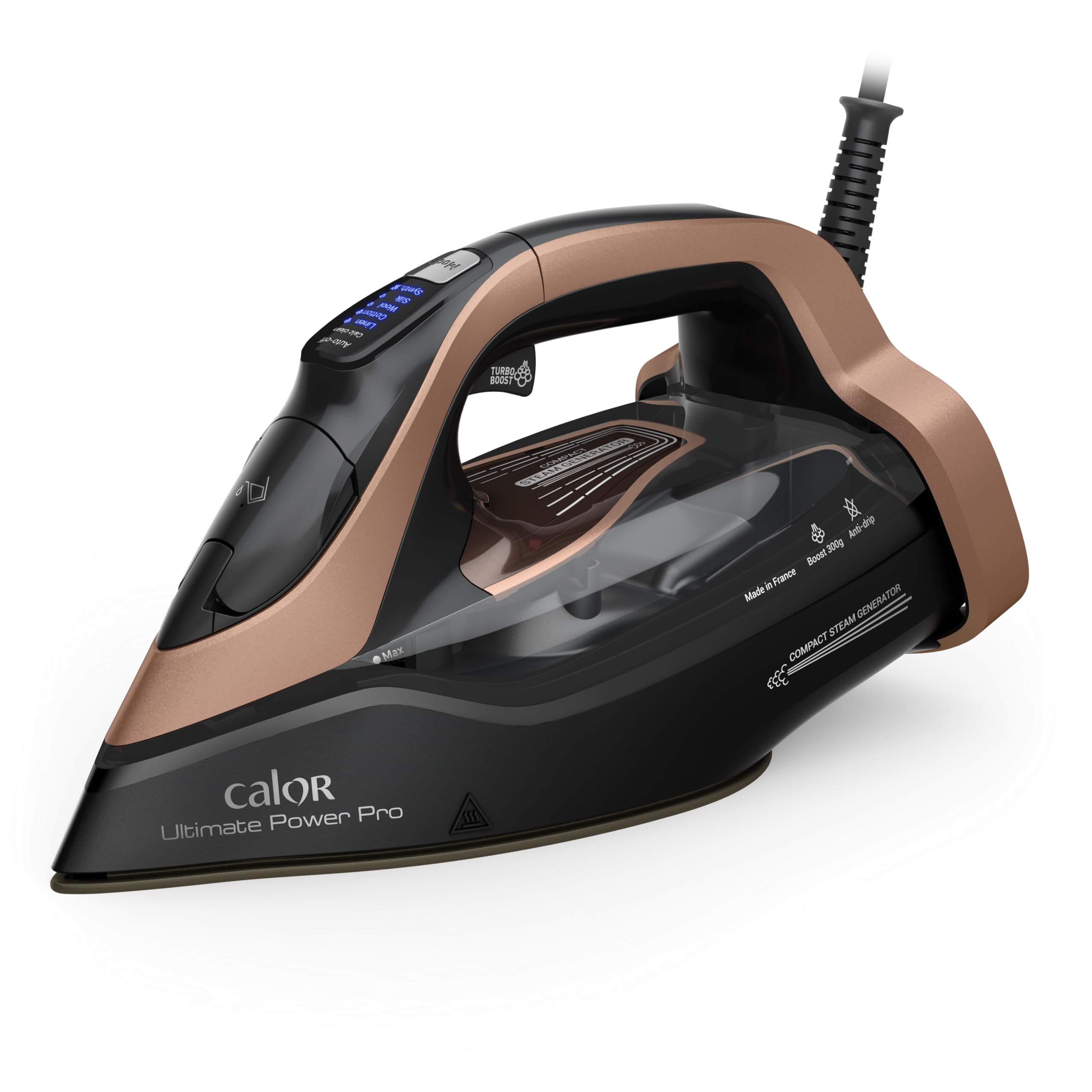 Calor Ultimate Power Pro - Ferro a vapore, potenza di una centrale a vapore, 3200 W, flusso di vapore continuo 85 g/min, funzione di pressatura 300 g/min, prodotto in Francia, FV9E50C0