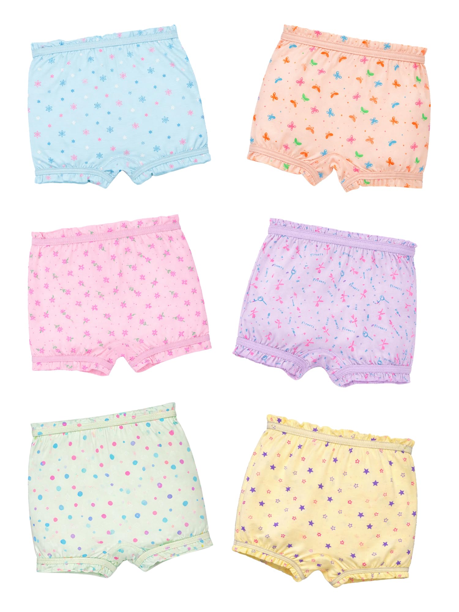 BODYCARE Kids Printed Unisex Bloomer Underwear 100% Cotton Multicolor Soft Comfortable | Skin Friendly | Innerwear | Pack of 6… (Color & Print May Vary)