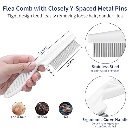 Miniatura 7 de Kit de aseo para perros 5 en 1  Cepillo deslizante autolimpiante para arrojar perros y gatos de pelo corto y largo, incluye peine para mascotas,