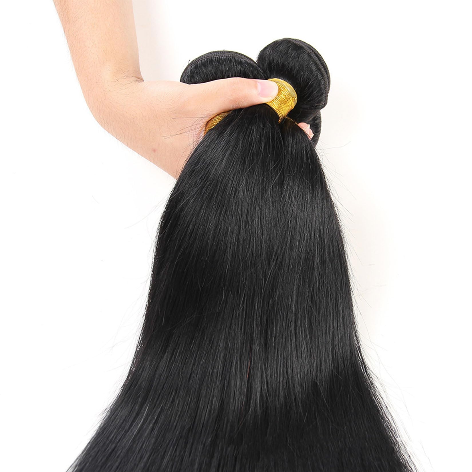 Extension di Capelli Lisci a Tenda in Capelli Umani per Donne Nere, 3 Pacchi di Capelli Umani 100% Vergini Brasiliani Non Trattati per Intrecci Veloci, Nero Naturale,24 26 28