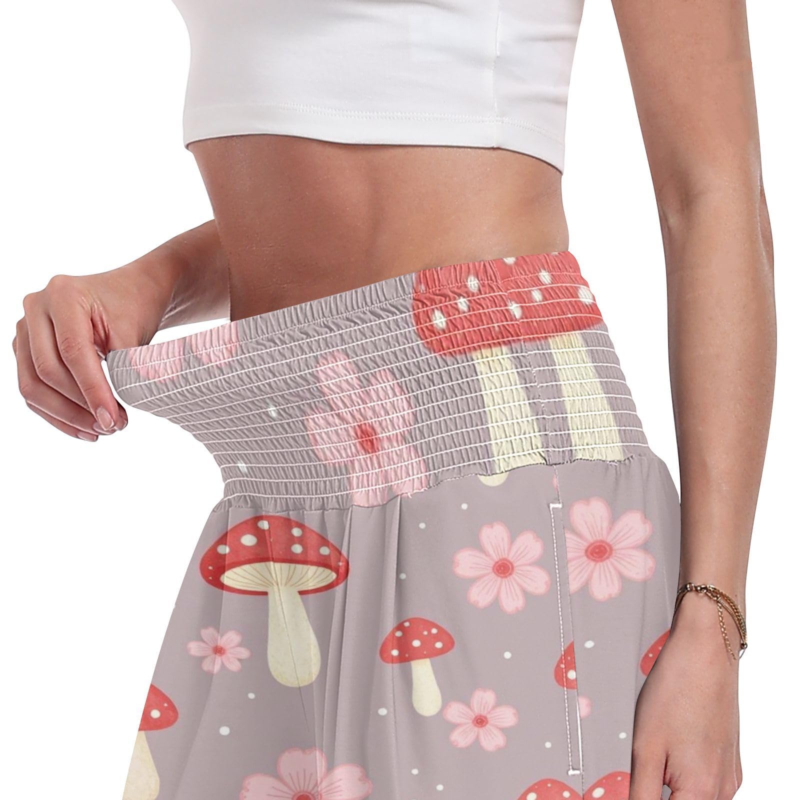 Mushroom Fly - Pantalones de pierna ancha para mujer, ligeros, elásticos, informales, ropa de descanso