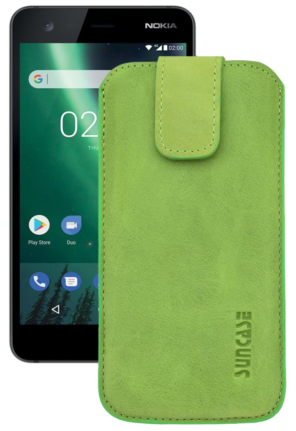 Suncase – Custodia In Vera Pelle Con Estrattore Per Nokia 8.1 – Copertina Con Chiusura Magnetica E Guscio In Silicone (Nero) - 3