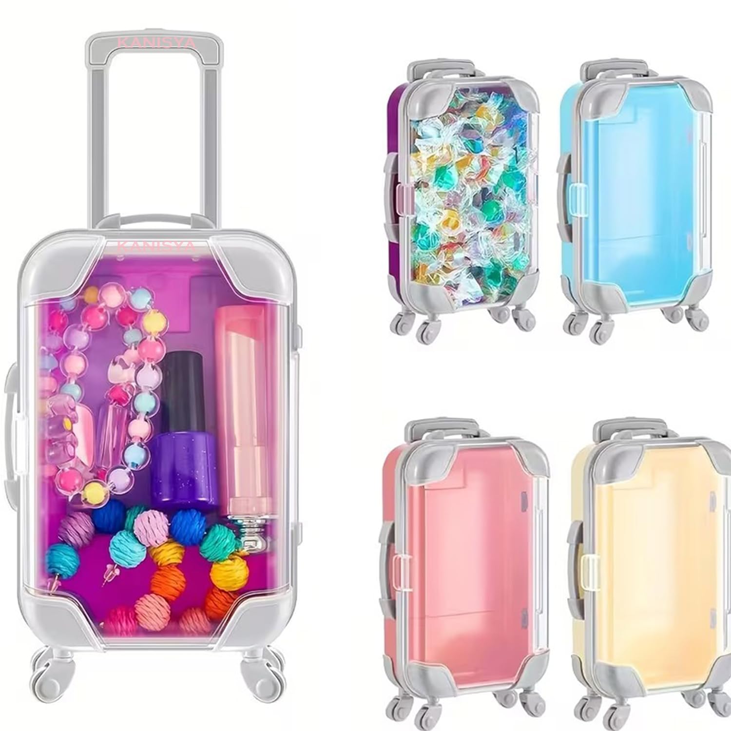Mini Trolley Suitcase Organizer for Eyelashes & Cosmetics | Cute Travel Makeup Storage Box | Portable Mini Cosmetic Organizer for Lash Extensions, Jewelry, Small Accessories, (Pack of 1)-image-16