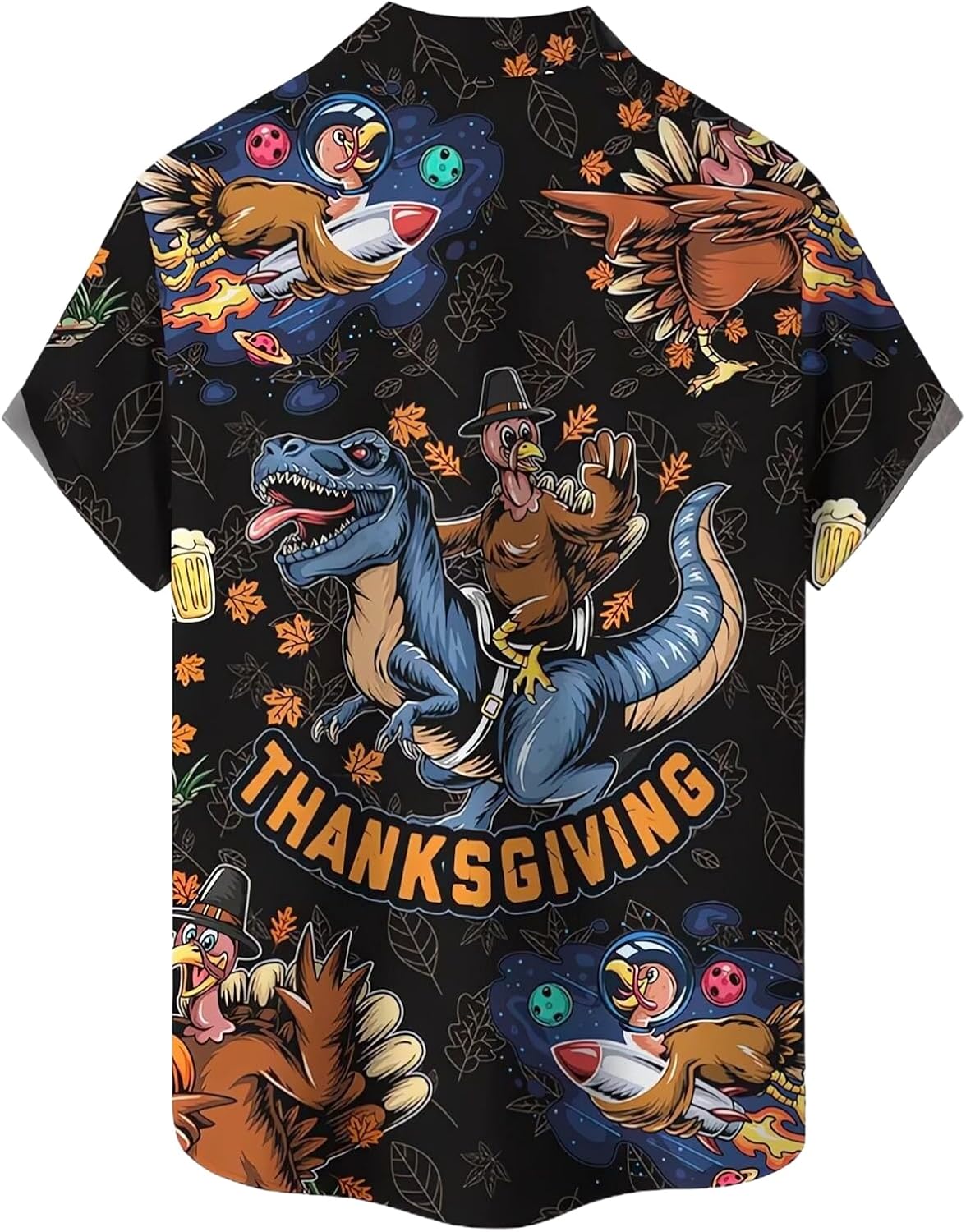 Ecosunny Men's Bowling Shirts Tropical Beach Shirt Turkey Printed Shirts Button Up Shirt Thanksgiving Bowling Shirt - Image 2