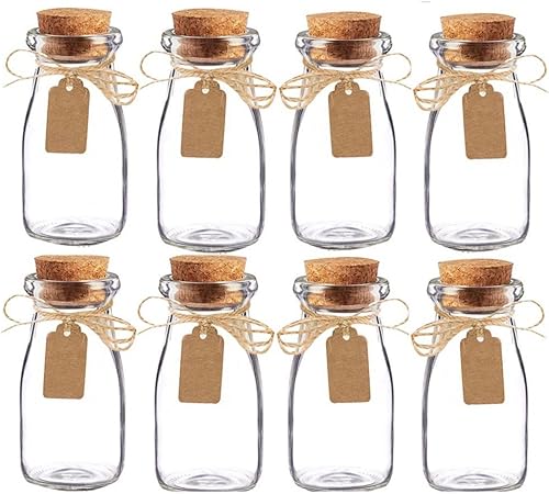 Awtlife - 15 tarros de cristal vintage con tapas de corcho para recuerdos de bodas (3.4 oz)