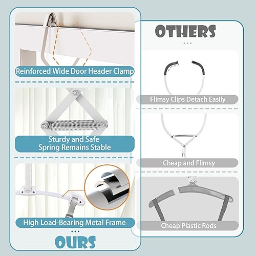 Miniatura 4 de Saltador de bebé, puerta de bebé con correa ajustable, puentes y gorilas portátiles, fácil de montar, con alfombra suave