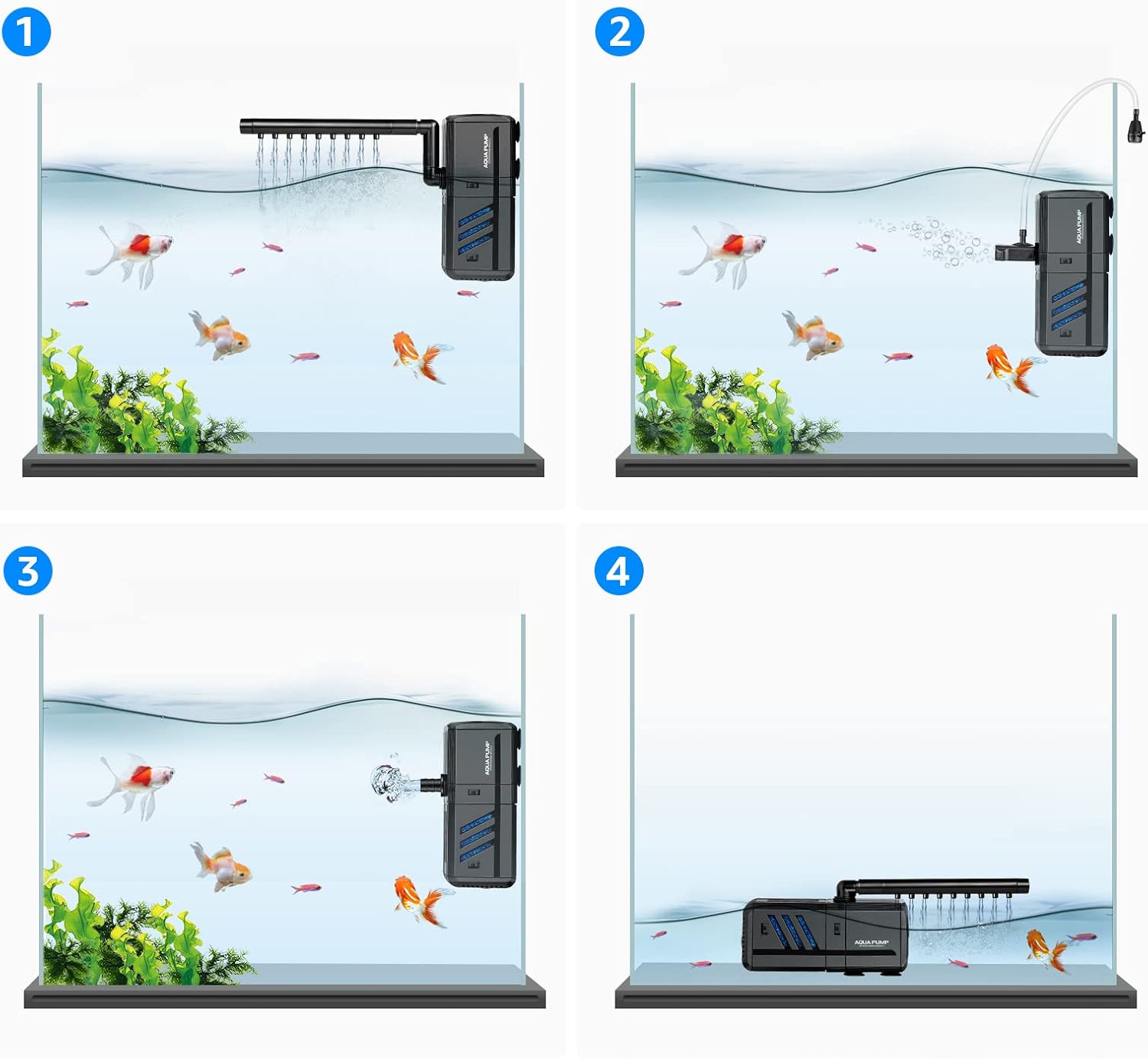 IREENUO Fish Tank Filter, 6W Internal Aquarium Filter Pump with Spray Bar for Turtle Tank, Tropical 5-40 Gallon Aquariums