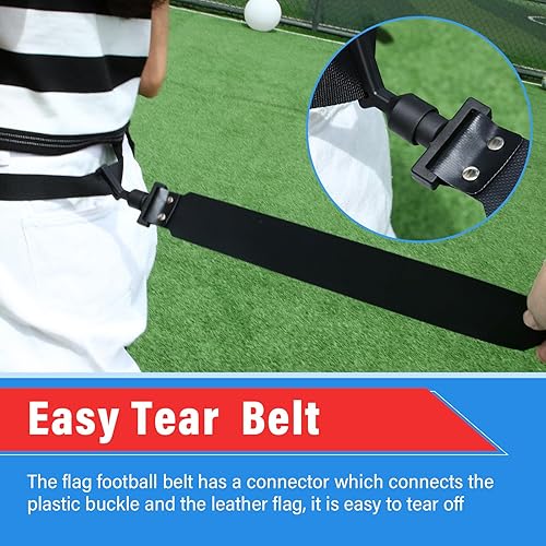 Miniatura 5 de Junkin Juego de cinturones y banderas de fútbol para 6 jugadores, cinturón de fútbol ajustable con 3 banderas por cinturón para niños, adolescentes