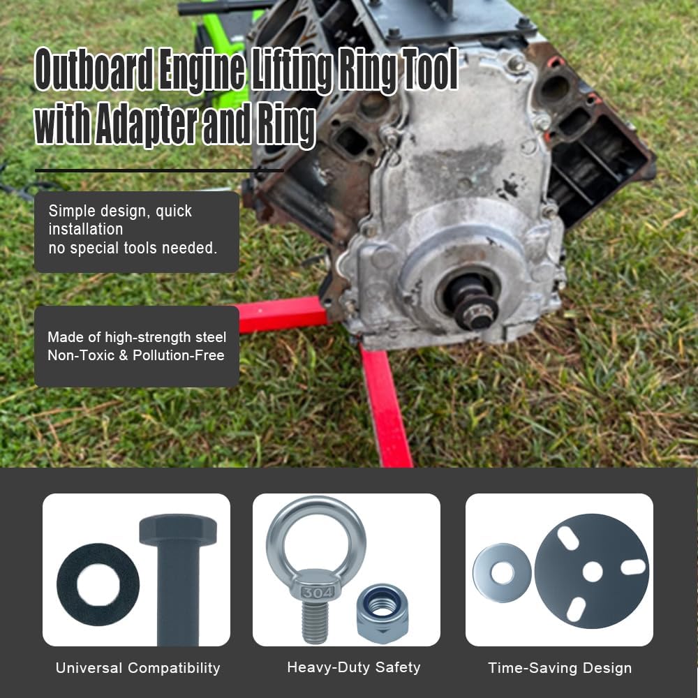 Outboard Engine Lifting Ring Tool with Adapter and Ring - Compatible with Evinrude/Johnson/BRP ETEC Engines