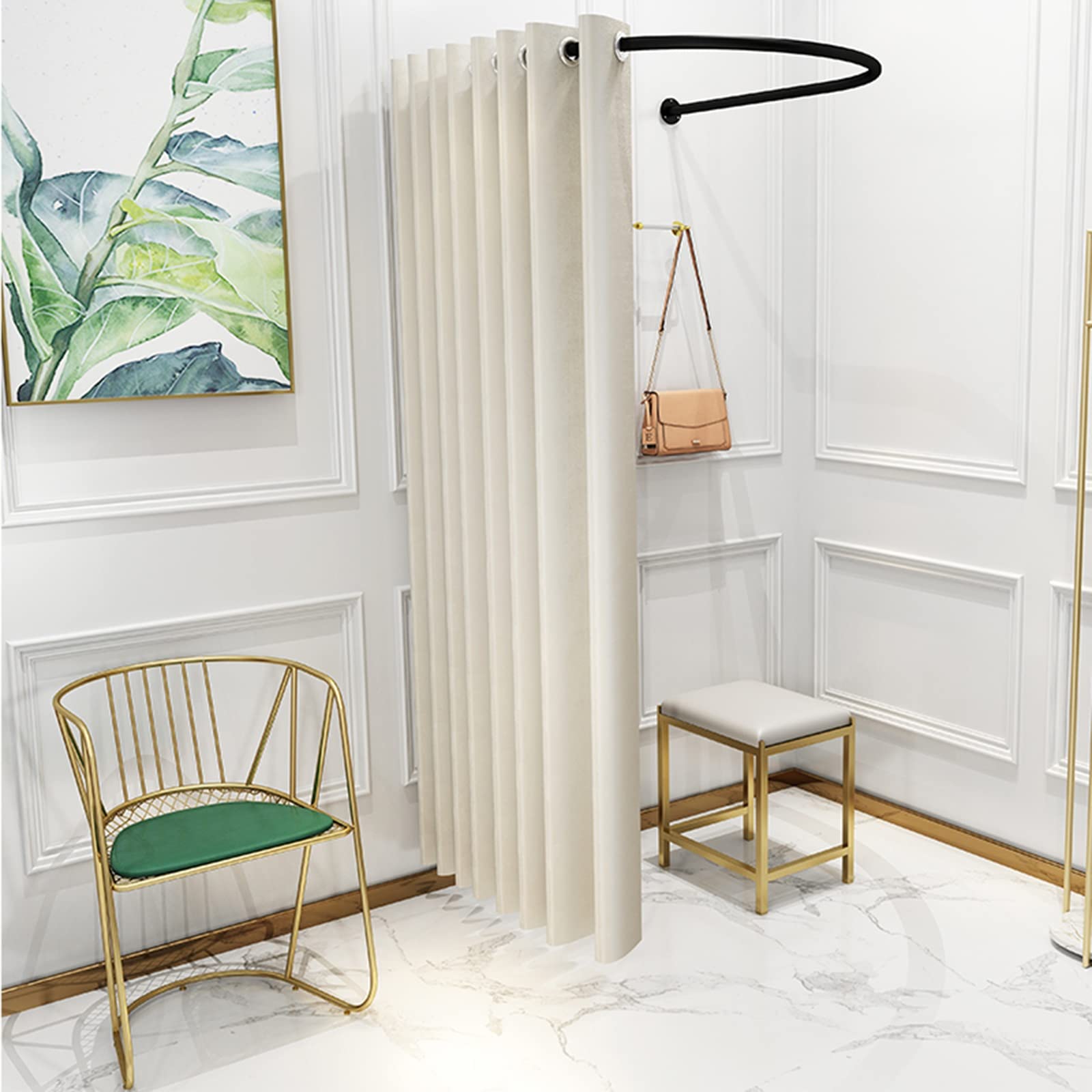 Cabine d'essayage en forme de U avec cadre de séparation pour magasin de vêtements