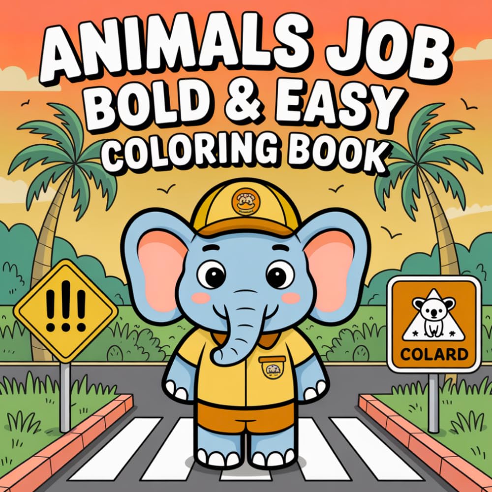 Animal Jobs Coloring Book for Kids Ages 4 to 8: 50 Bold and Easy Coloring Pages with Cute Animals in Fun Jobs Simple Designs for Kids