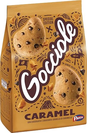 CAIYA Pavesi - Gocciole Caramel Special 300 g - Biscotti con gocce di Cioccolato e Caramello