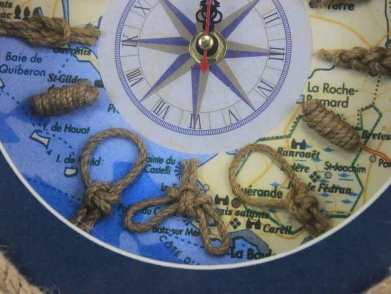 Hampton Nautical Antique Red & White Decorative Life Ring Clock, 15"