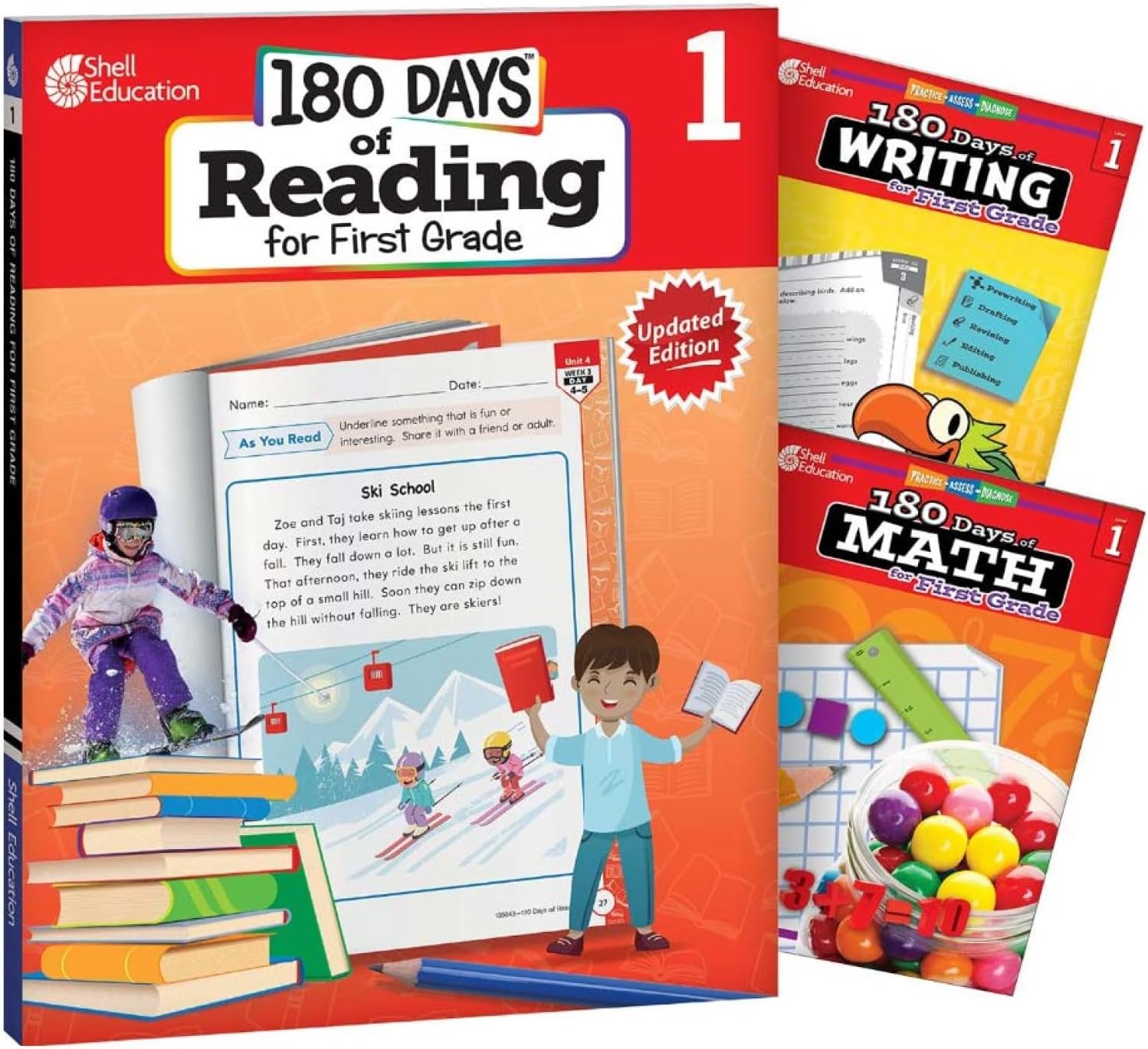 180 Daysโข: Includes Reading 2nd Edition, Writing, and Math for 1st Grade Practice Workbook for Classroom and Home, Cool and Fun Practice Created by Teachers
