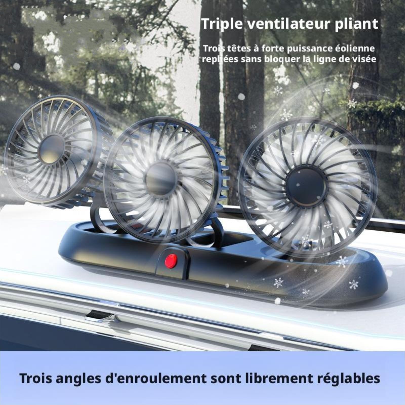 Ventilatore Pieghevole Per Auto Volodya A 3 Teste - 3 Velocità Regolabili, USB 5V/accendisigari 12V/24V, Raffreddamento ABS A Basso Rumore Per Camion/scrivanie Da Ufficio(Black white (USB/5v))
