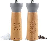 Vista 8 de Rae Dunn Juego de Molinillo de Sal y Pimienta de 2 - Molinillo de Sal Marina y Pimienta de Bambú - Elegantes Saleros y Pimenteros - Molinillo