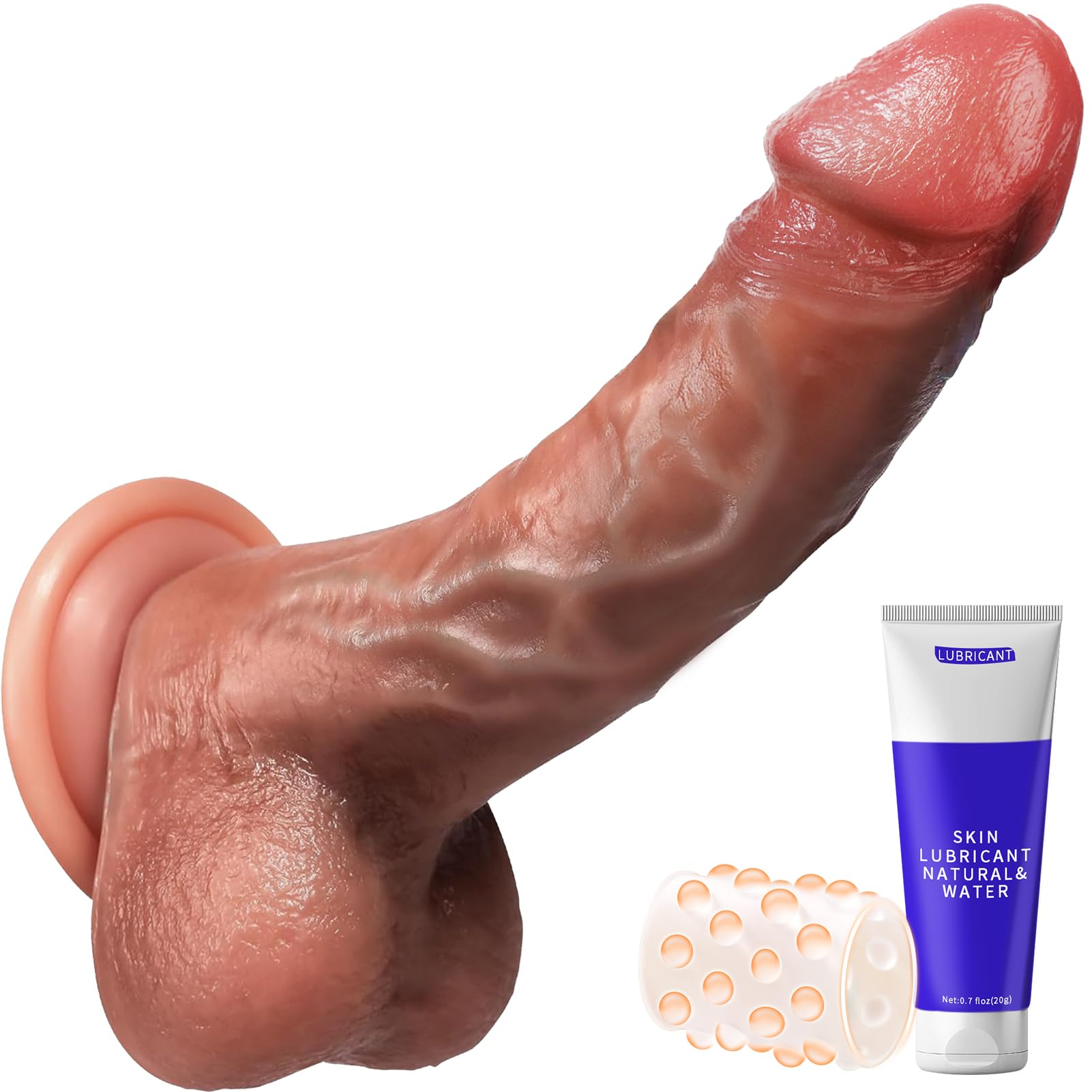 PRONFANS 20.5CM Realistischer Dildo Dicker Fester Anal Dildo Penis mit Stärkerem Saugnapf und Großen Hoden, Dildos aus Weichem Silikon, Sex Spielzeug für die Männer Frau Paare Sex Toys