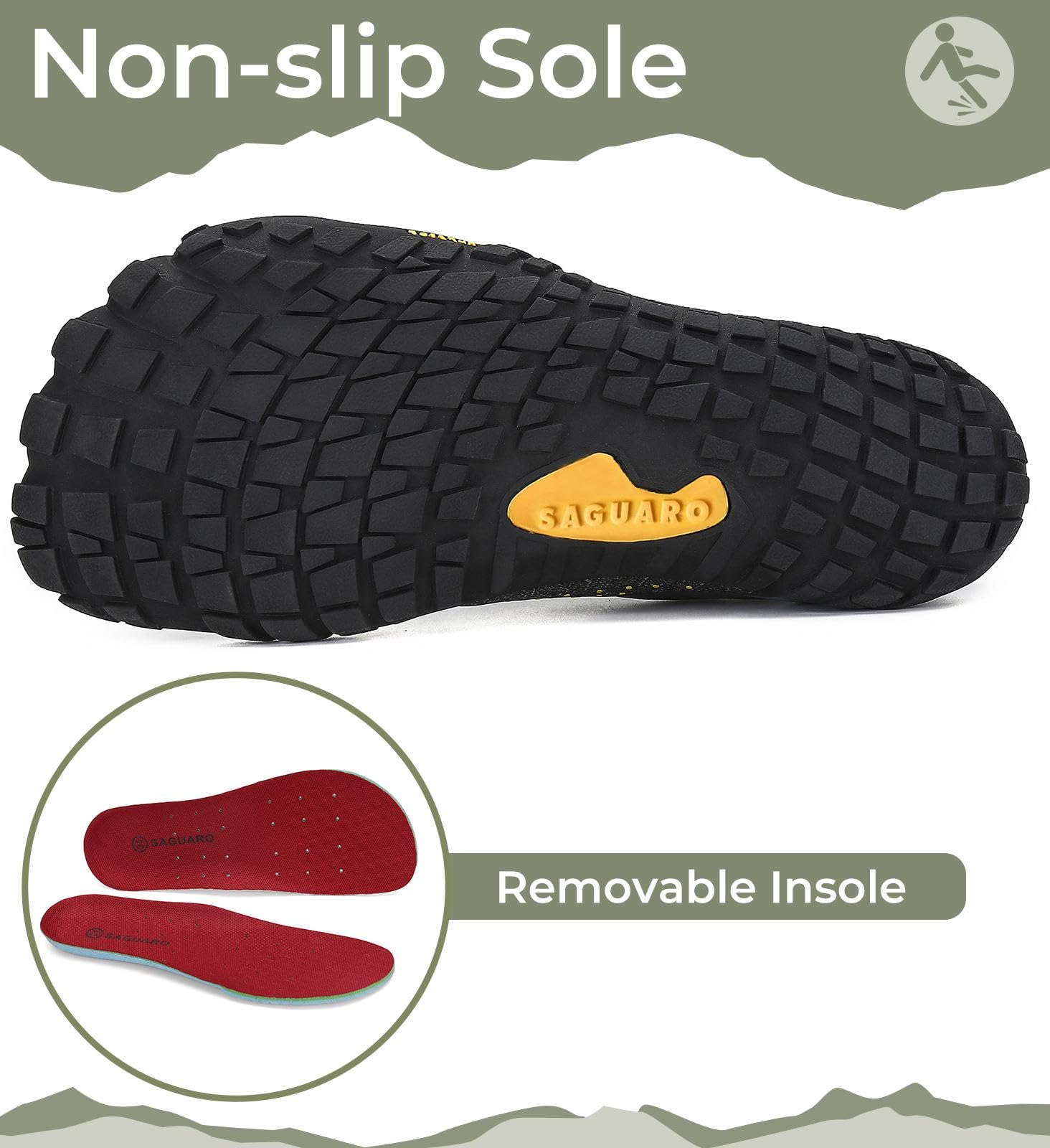 SAGUARO Scarpe Barefoot Minimaliste Uomo Scarpe da Trail Trekking Scarpette da Scoglio