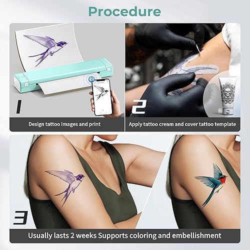 Miniatura 5 de Itari M08F - Impresora Bluetooth para plantillas de tatuajes, impresora térmica de tatuajes, papel de transferencia de tatuajes, máquina de