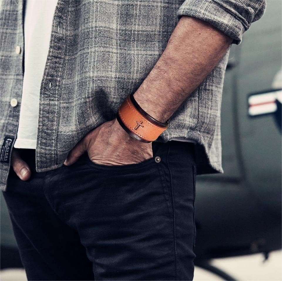 Miniatura 5 de Sofyca Pulsera de cuero con cruz cristiana Jesús fe pulsera de cuero Cristo bautismo católico, joyería de moda regalos, Sin gemas.