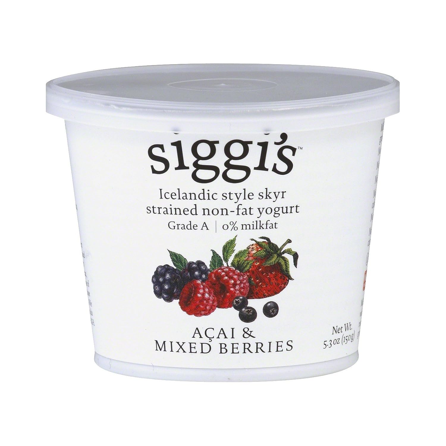 Siggis Icelandic Non Fat Mixed Berries & Acai Yogurt, 5.3