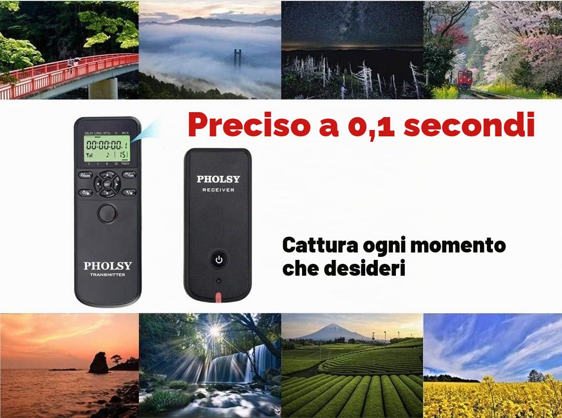 PHOLSY Wireless Timer per Sony Fotocamera Telecomando e Intervallometro | Compatibile con Sony a1 a9 a9M2 a7M2 a7M3 a7M4 a7RM5 a6600 a6500 a6400 a6100 RX100M5 RX100M6 RX100M7 RX10M4 a99M2 a65