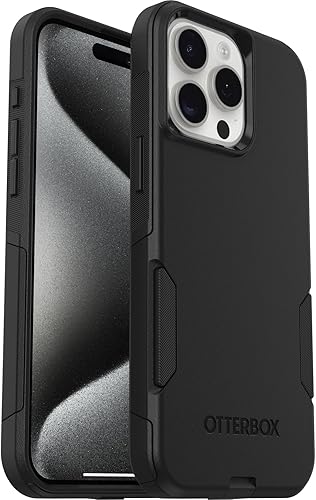 OtterBox Funda para iPhone 15 Pro MAX (solamente) serie Commuter - NEGRO, delgada y resistente, apta para bolsillo, con protección de puerto (la