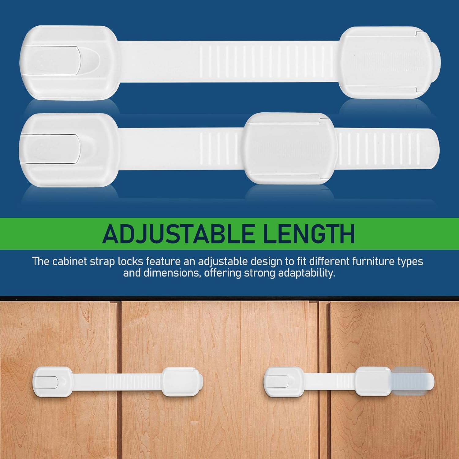 12pcs Proofing Cabinet Locks White Adjustable Length Abs Material Easy Installation Safety Locks for Cabinets and Drawers for Proofing Kitchen and Home