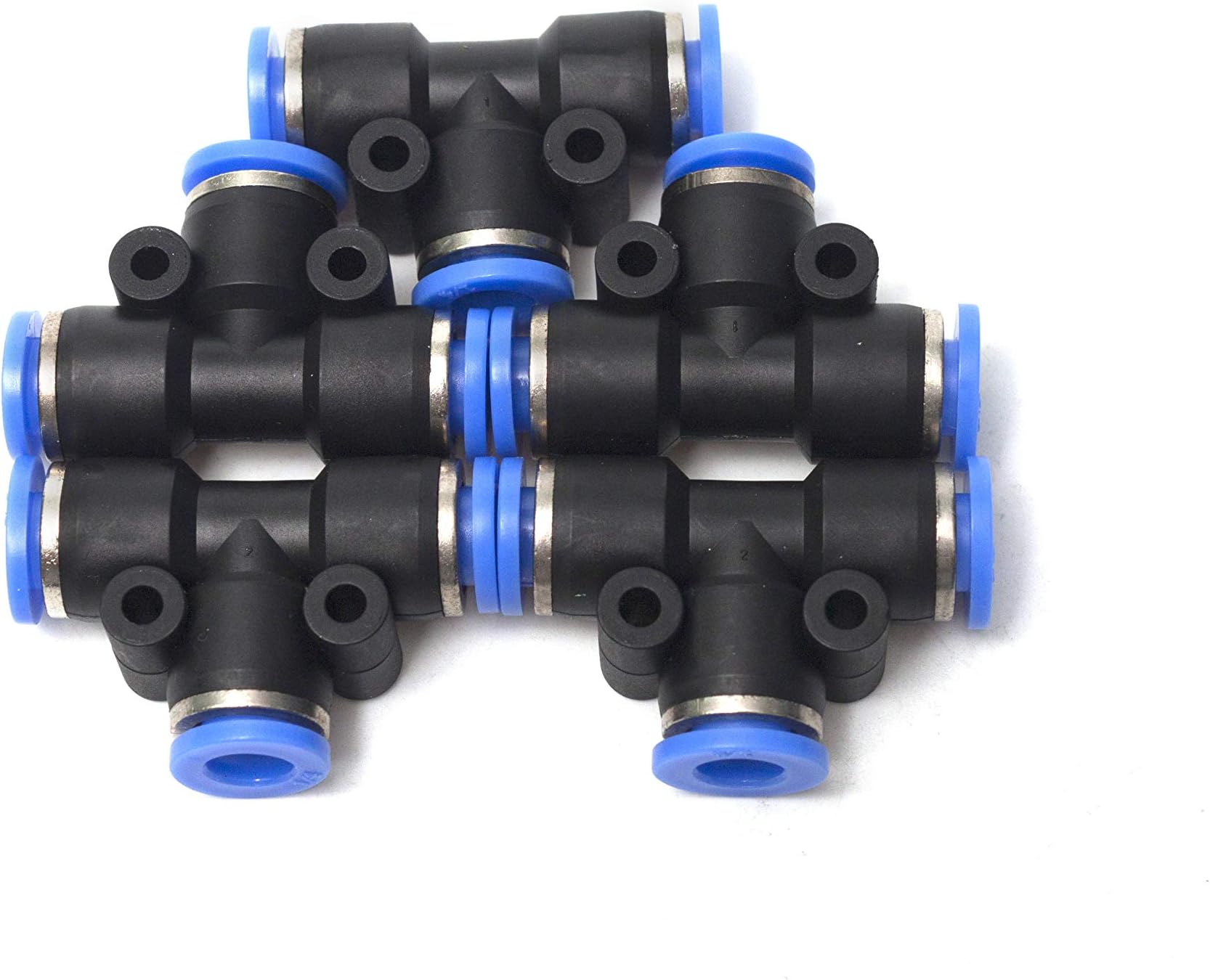 Generic Push in Quick Touch to Connect Fitting 1/4" OD Tube Pneumatic Tee Union Air Coupler (Pack of 5)