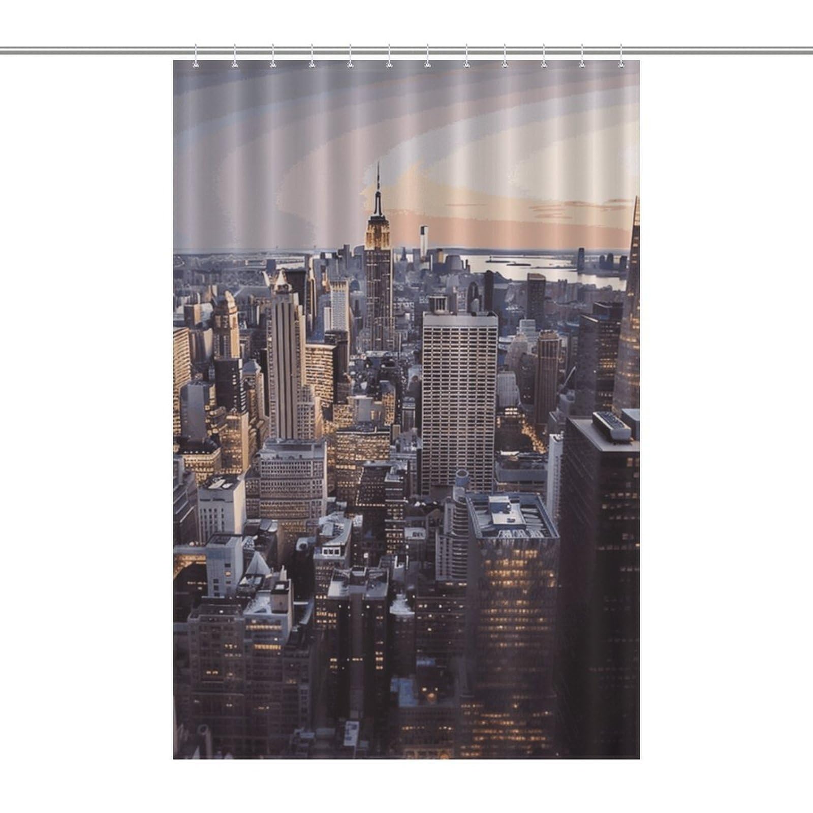 Rideau de douche extra long en tissu imperméable 122 x 183 cm motif New York