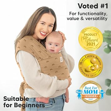 KeaBabies Baby Wrap Carrier and Reusable Nursing Pads - All in 1 Original Breathable Baby Sling, Hands Free Baby Carrier Sling - 14 Washable Breastfeeding Pads + Wash Bag, Nipple Pads