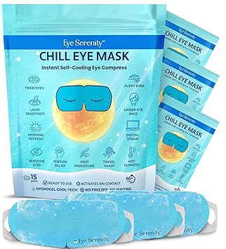 Lure Essentials Eye Serenity CHILL Self Cooling Eye Mask for Sleeping, Cooling Eye Patches for Dark Circles and Puffy Eyes, Cold Compress, Spa Relaxation and Self-care Gifts for Women & Men