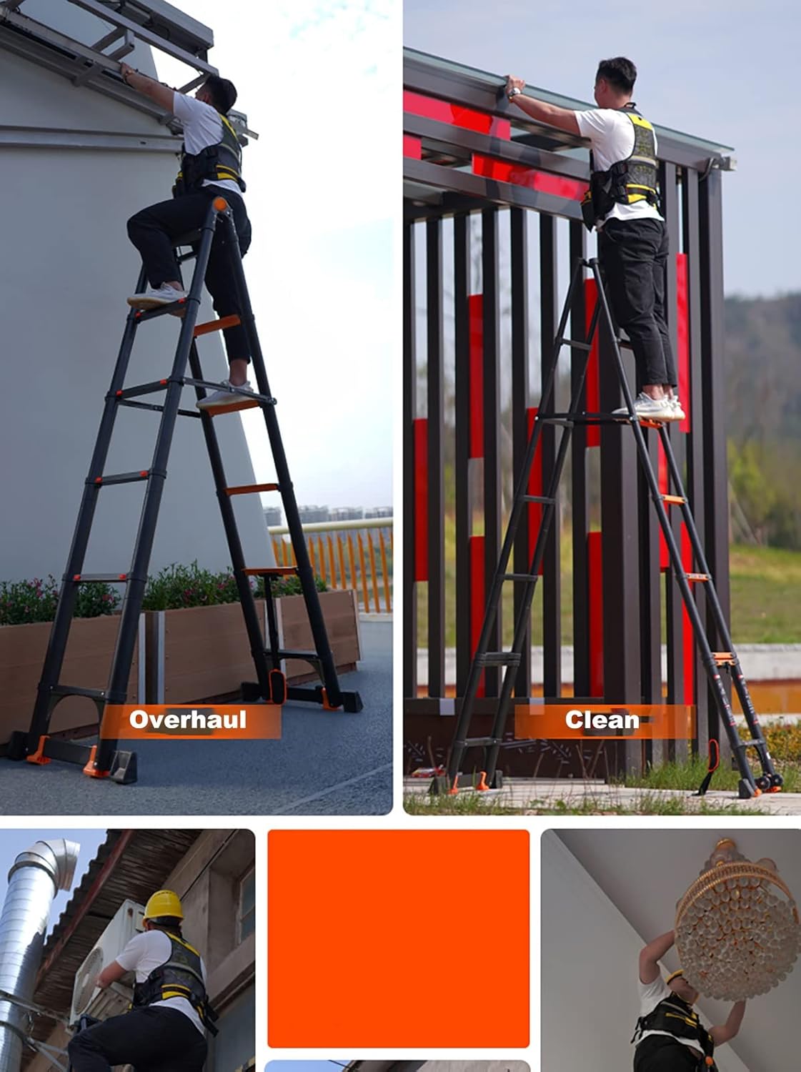 Stepladders,Copiladder a Type Extension Ladder with Stabiliser, Attic Aluminumladder, Portablecopiladder for Household Daily/a/1.9M/6.2Ft
