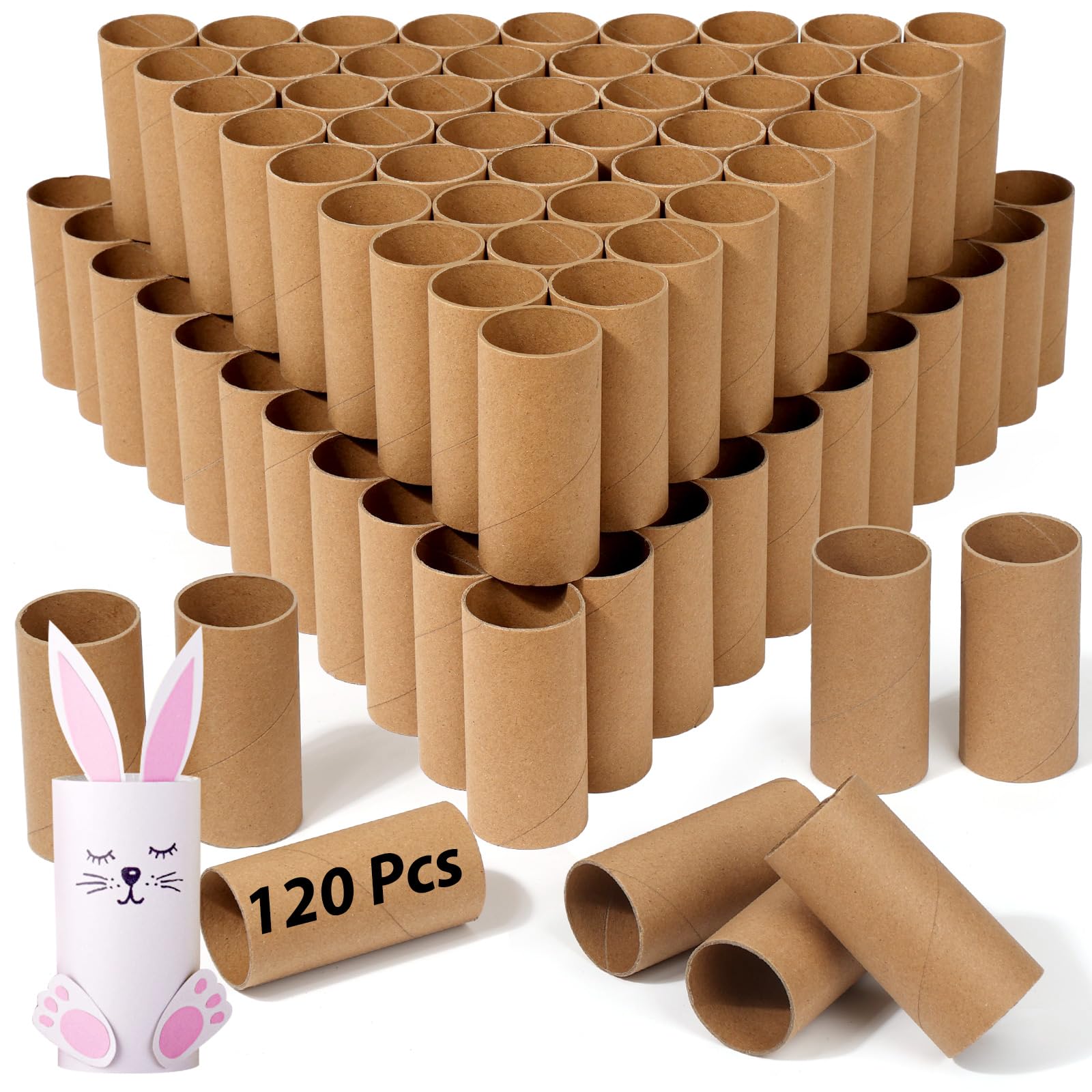 MAPVOLUT 120 Pack Cardboard Tubes for Craft - Brown Rolling Paper - 1.5 x 3.4 Inches, Empty Toilet Paper Rolls for Crafts Tubes Craft Supplies, Premium Kraft Paper Strong And Pressure-Resistant