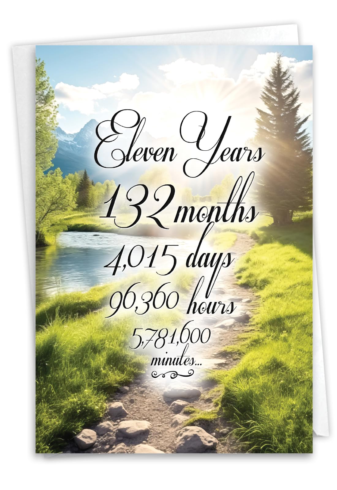 NobleWorks, 11th Anniversary Recovery Greeting Card with 5 x 7 Inch Envelope (1 Card) Milestone Sobriety Birthday Notecard, 11 Year Time Count C10815AAG — image 1