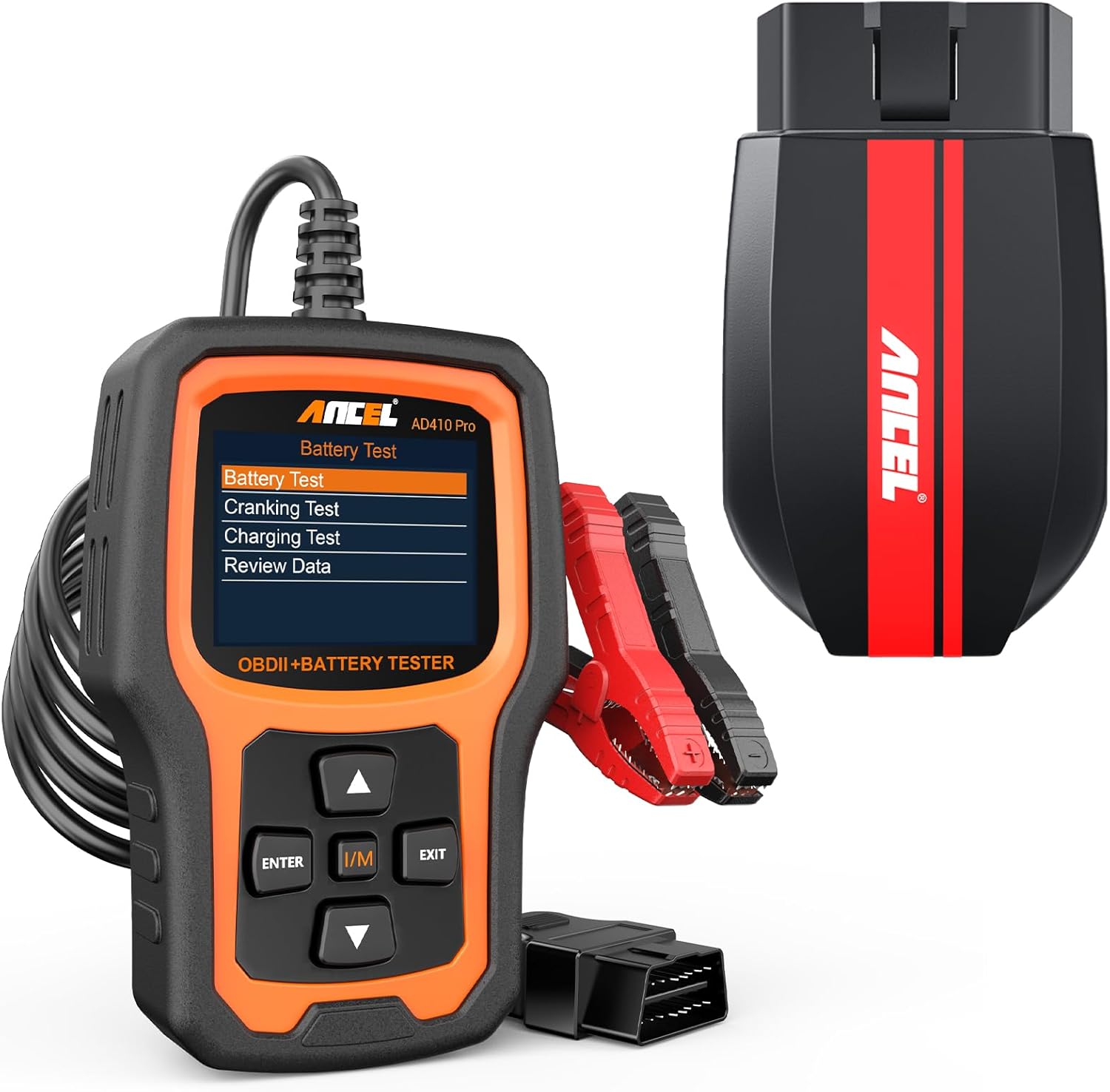 ANCEL Upgraded AD410 OBD2 Scanner Car Battery Tester,2 in 1 AD410 Pro+Obd2 Scanner Diagnostic Tool ANCEL BD200 Bluetooth 5.0 OBD2 Scanner