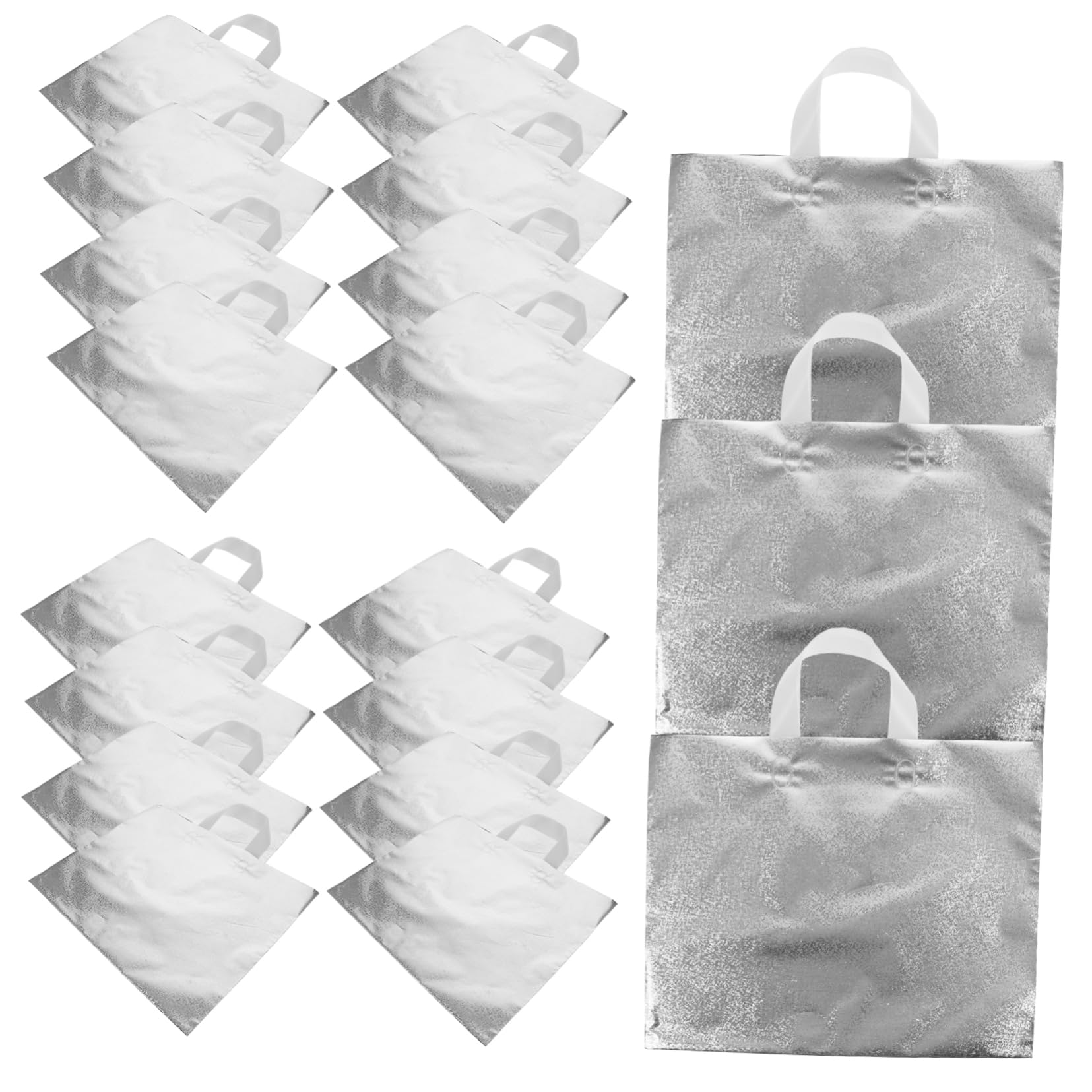 MOLUCKFU 50pezzi Sacchetti Pe Lucido e Opaco Con Manico Perfetti Per Compleanni Matrimoni Feste e Occasioni Speciali
