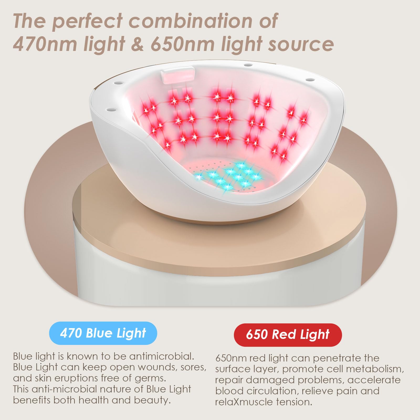 Nail Fungo Laser Aggiornamento Dispositivo Terapia, con Sessioni Regolabili 3/5/7/10 minuti,Nail Laser Pulizia Unghie e Onicomicosi,Nail Fungo Remover con 15 * 470nm Luce Blu + 42 * 650nm Luce rossa