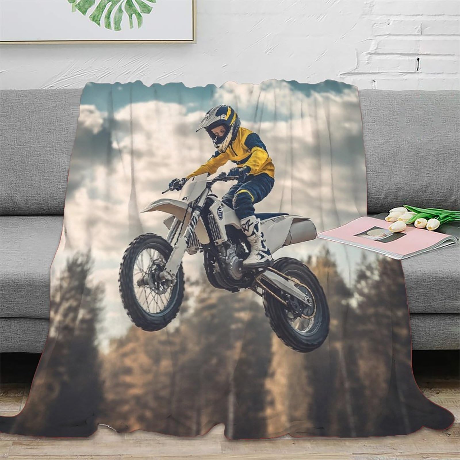 Couverture de voyage motocross en microfibre 150x200cm pour jeunes