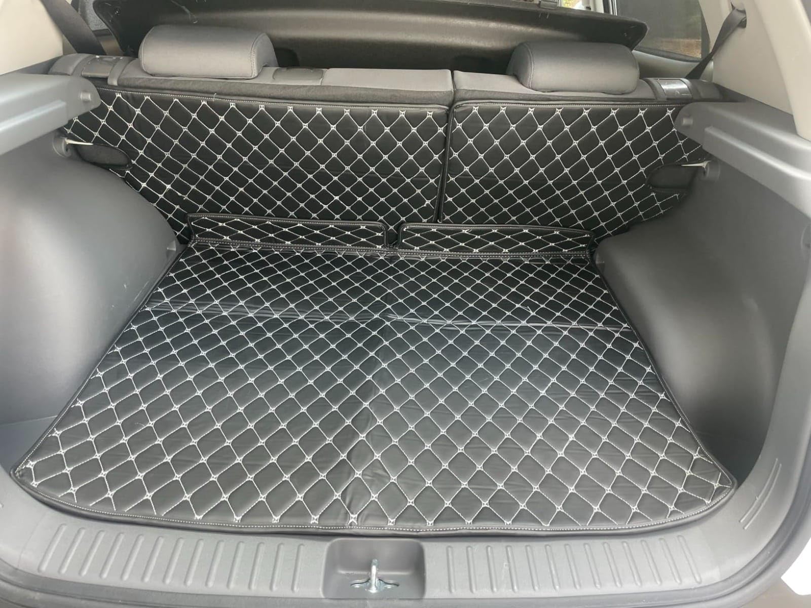PU Leatherite Car Trunk Mat for Volkswagen Taigun || Non-Slip, Durable, Luxury Protection, Nylon, Perfect Customized Fitting || Colour:- Black with Golden Thread
