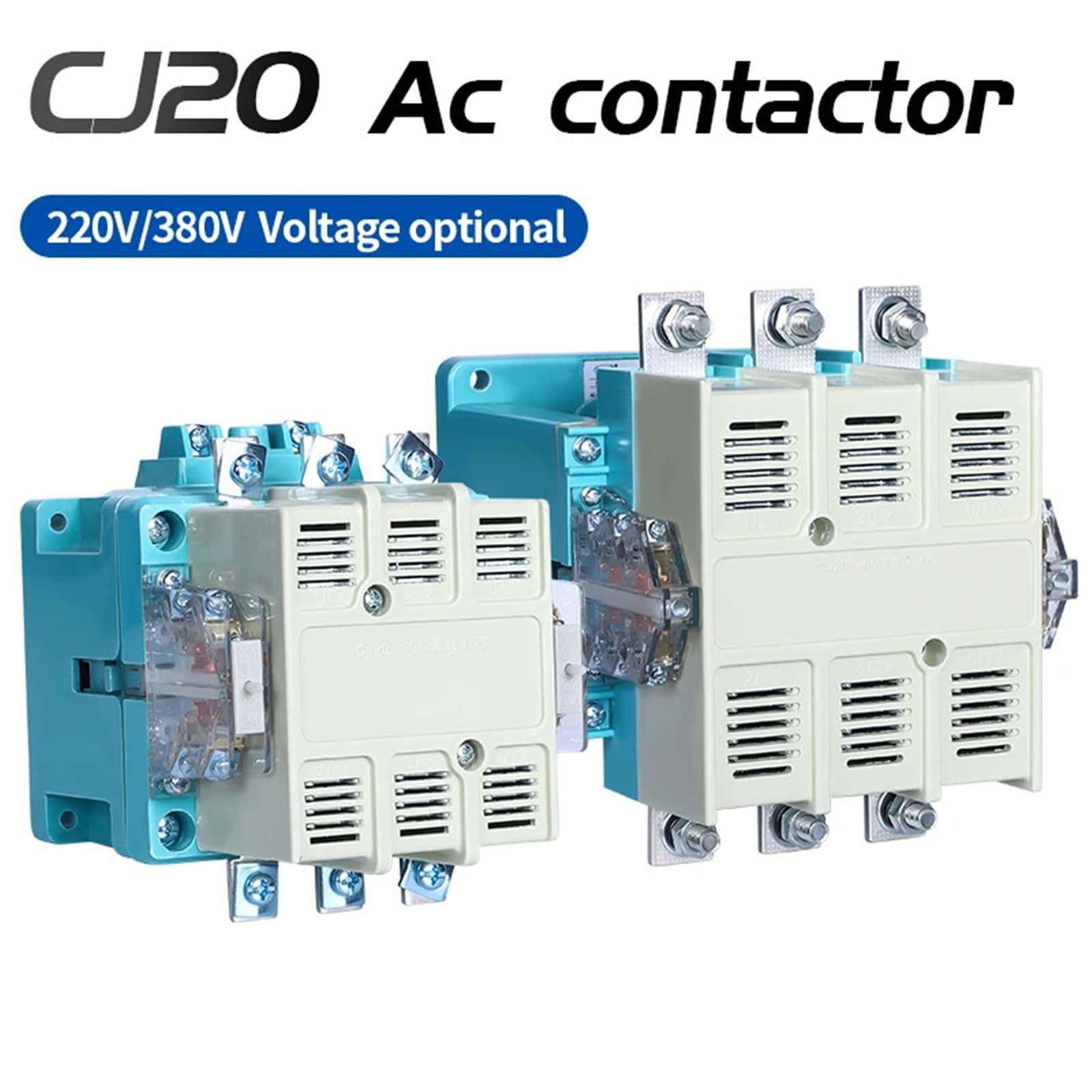 Contactor de CA CJ20-10A 16A 25A 40A 63A 100A 160A 250A 400A 630A 1000A 1250V 220V trifásico 380V contactos plateados 1 Uds Componentes electrónicos (Color : C20-1000A, Size : 48V)