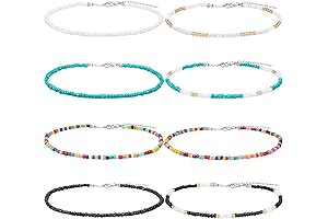 8-10 Girls Chokers Necklace Set, Boho Tiny Seed Bead Choker Necklace for Girls Kids Jewelry