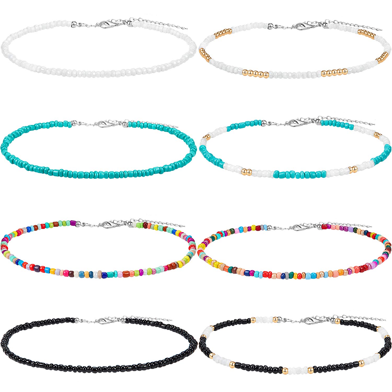 Hicarer 8 Pieces Seed Bead Choker Necklace Tiny Beaded Choker Boho Colorful Rainbow Choker Necklace Chain Jewelry for Wome... - Review, Price and Buying Guide