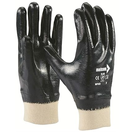 Mallcom MFKB Blue 240 GSM Cotton Interlock Cut n Stitch Medium Coated Nitrile Safety Gloves For Industrial | Gardening | Agricultural | Cleaning | Dish-Washing and Scrubbing (Pack of 2) (XL)