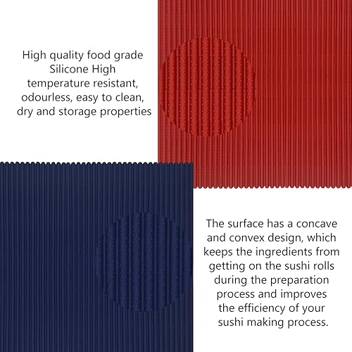 Miniatura 4 de Esamploe 2 alfombrillas de silicona para sushi, antiadherentes, rodillo de sushi de silicona duradero, reutilizable y fácil de limpiar, herramientas