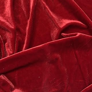 HOTGODEN Stretch Velvet Fabric: Red 63" Wide 5Yards 95% Polyester 5% Spandex Velvet Fabric for DIY Sewing, Apparel, Costum...