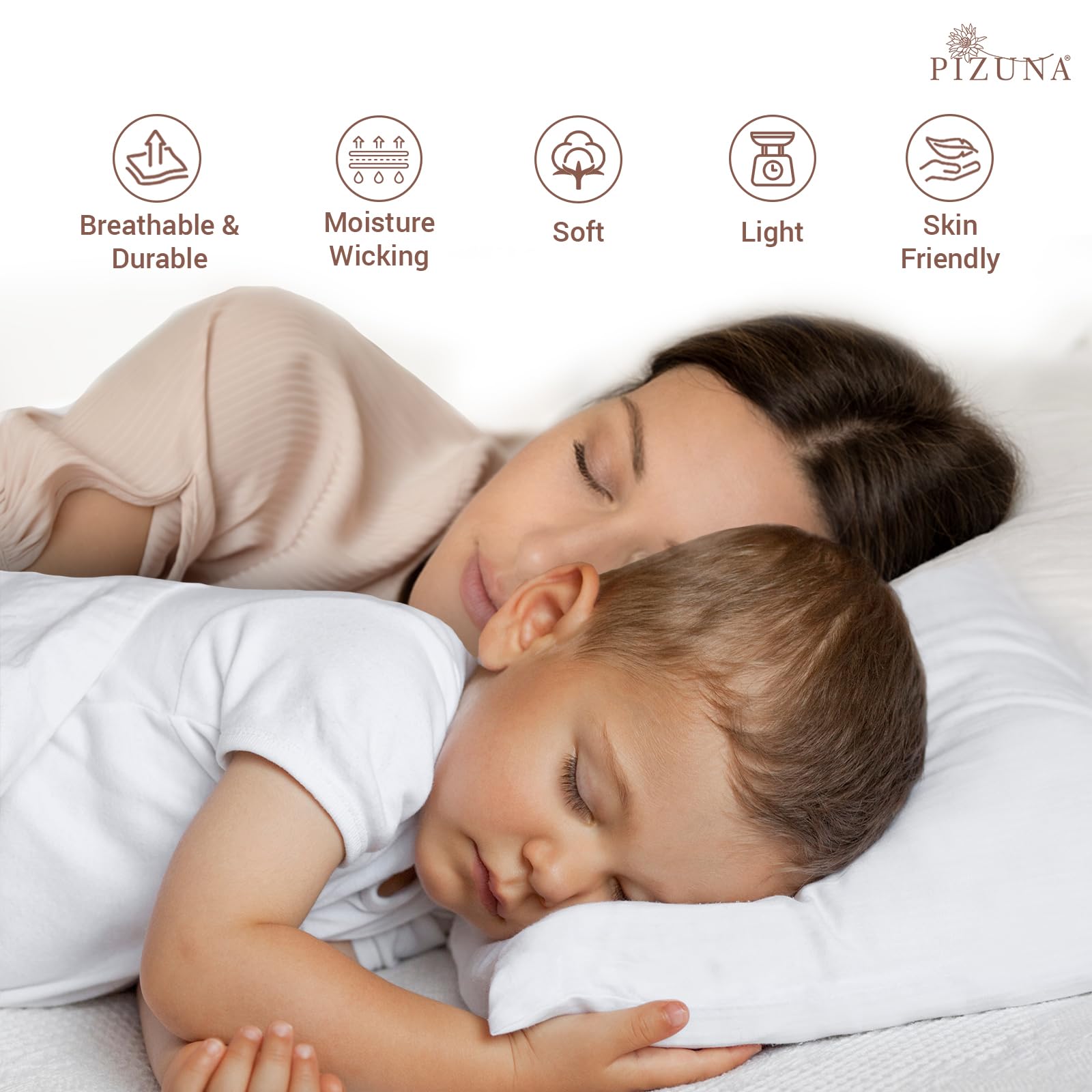 Pizuna Toddler Crib Pillow Cases 33x46cm White, 2pc 400 Thread Count 100% Long Staple Cotton Luxurious Sateen Weave Baby Small Pillow Cases For Crib Bed By — view 2