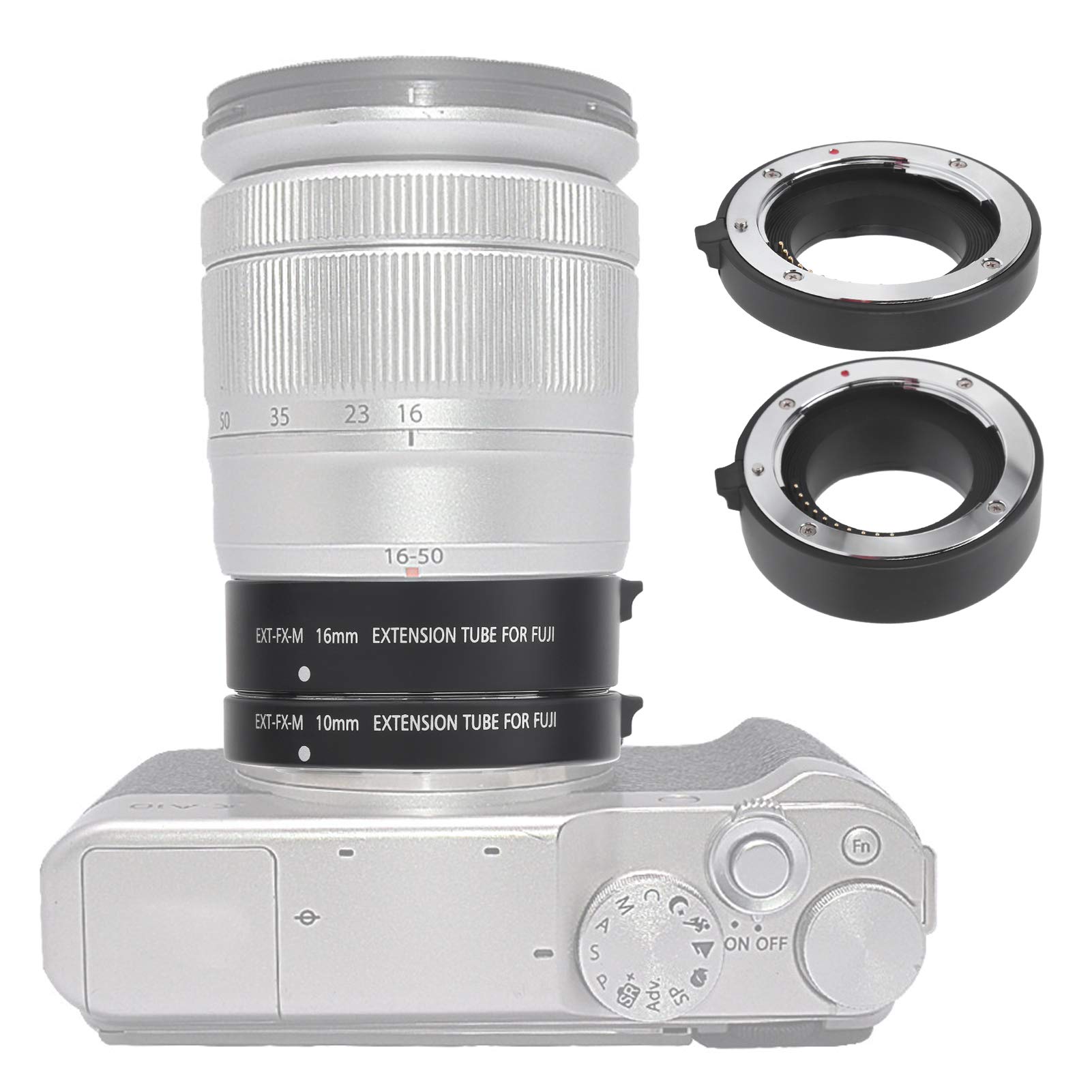 Juego de tubos de extensión macro de 10 mm y 16 mm de aleación de aluminio, adaptador de primer plano para fotografía Fuji X Mount sin espejo