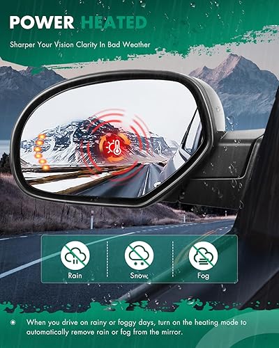 Miniatura 5 de SCITOO Espejo retrovisor lateral izquierdo para 2007-2013 para Chevy para GMC Avalanche Silverado 1500 Suburban 1500 2500 señal de giro calentada